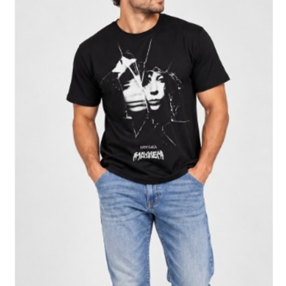 Lady Gaga Men's Black Shattered Photo Graphic T-Shirt Size Small NWT